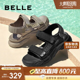 百丽厚底沙滩鞋男鞋25夏新休闲户外运动凉鞋A1514BL5 黑色 43