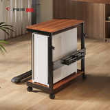 赛途移动主机架电脑主机托架多层托盘架子打印机台式机箱置物架柚木色