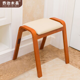 乔治木易 换鞋凳鞋柜实木家用简易鞋凳入户储物凳门口穿鞋凳进口试鞋凳子 皮面休闲凳