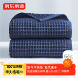 京东京造 轻柔速干华夫格毛巾 纯棉A类不掉毛吸水长绒棉洗脸巾 单条 蓝色