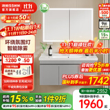 浪鲸（SSWW）卫浴小户型组合浴室柜智能除雾感应镜柜一体陶瓷盆简约风 【月灰|环绕灯】智能除雾款100cm 不含龙头配件