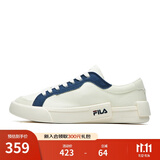 FILA FUSION斐乐男鞋POP帆布鞋潮牌男子潮流板鞋街拍运动休闲鞋男 奶白/徽章蓝-GB 40