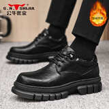 公牛世家男鞋秋冬新款英伦商务休闲皮鞋加绒加厚大头工装鞋子男士马丁靴
