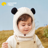 柠檬宝宝宝宝帽子男女童帽子围脖一体套头护耳保暖帽子 福宝熊猫米 M
