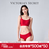 维多利亚的秘密 田曦薇同款 双尺码果冻条小背心无钢圈文胸内裤内衣套装送礼礼物 唇红色文胸+内裤 XS /M