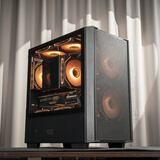 爱国者（aigo）御风JV19黑色 电脑台式主机箱 桌面matx小机箱（网孔通风/玻璃侧透/240水冷）