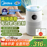美的（Midea）【AI智能语音】无雾加湿器空气净化落地式冷蒸发雾化器静音母婴级专用礼物取暖降燥除菌SZY-W40S