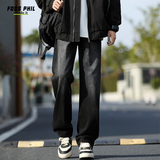 Foss Phil牛仔裤男宽松阔腿直筒裤春秋季美式潮流运动休闲裤505黑灰L