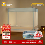 美朵嘉A类抑菌婴儿防摔蚊帐围栏全底家用三开门浅蓝色1.8【含拉链床单】