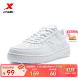 特步男鞋运动鞋空军一号情侣板鞋百搭休闲鞋时尚耐磨防滑运动鞋潮板鞋 新白色【女款新版】 40