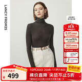 朗姿【朗姿羊毛Basic衣橱】纯羊毛法式毛针织衫冬季新款修身长袖毛衣 深橄榄绿色 M