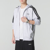 阿迪达斯（adidas）男装户外三条纹跑步连帽运动外套KA2579 浅麻灰 XL