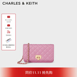 CHARLES&KEITH菱格链条单肩斜挎包小方包包女包女士生日礼物CK2-70160082 粉红色Pink S