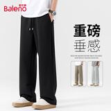 班尼路（Baleno）裤子男春秋季重磅针织休闲裤学生运动百搭系带宽松阔腿男士直筒裤