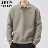 JEEP SPIRIT吉普POLO衫男士卫衣春季宽松长袖翻领t恤衫上衣男 灰绿 XL
