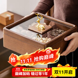 木雅轩干果盘实木干果盒瓜子糖果盘分格水果盘客厅干果收纳盒果盘零食盘 实木干果盒4格【单层】