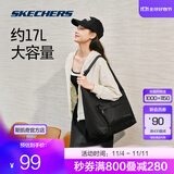 斯凯奇（Skechers）2025新款单肩包男女手提包腋下三角包运动托特包包 L125年U140 碳黑/0018 均码