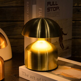 旻胜酒吧氛围灯西餐厅吧台装饰小台灯复古桌灯卧室床头礼物小夜灯充电 简约杠铃台灯【金色】 触摸款-三色可调光