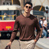 布先生佟大为明星同款春秋可机洗毛T羊毛衫男士毛衣纯色针织打底衫 【圆·领】拿铁咖 L /175