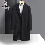 啄木鸟羊毛呢大衣男中长款冬季加厚保暖轻商务休闲男装新款时尚呢子大衣 8711黑色(款) 常规 XL