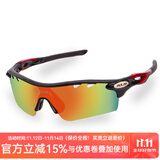 POLISI专业偏光骑行眼镜男女款户外运动自行车眼镜防风沙护目镜骑行装备 亮黑（5组镜片+偏光）
