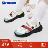 斐乐（FILA）FUSION斐乐玛丽珍凉鞋女鞋新款凉拖魔术贴海螺沙滩鞋 雪白/港灰绿-SH 36