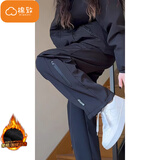 棉致美式防水机车冲锋裤女春秋季新款登山工装裤子休闲裤子 黑色【K347不加绒高品质】 M 90-115斤