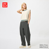 优衣库女装针织廓形长裤快干速干吸汗高腰弯刀镰刀裤479688 59 墨绿色 M /160/68A