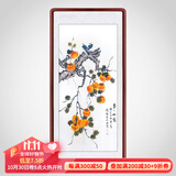 迅典竹报平安挂画客厅国画玄关装饰画手绘竖版字画入户走廊过道风景画 事事如意 实木带框63*123厘米