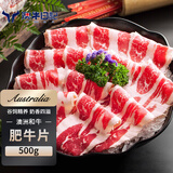 澳牛日记 澳洲原切和牛肥牛片净重1斤 谷饲400天澳洲雪花牛肉烧烤涮火锅