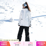 DOOK SNOW 新款滑雪服女套装韩版单板双板防风防水保暖夹棉滑雪装备 808白色+605黑色（牧途雪） L （110-120斤）