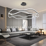 费斯（FEISS） 客厅吊灯现代简约卧室房间轻奢餐厅吊灯饰环形艺术房间灯具套餐 【黑色】直径100CM三色