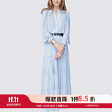MeetMetro玛依尔法式仙女连衣裙女2025秋新款高端气质纯欲风裙子礼服长裙 浅蓝【现货】 M