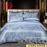 浪莎（LangSha）轻奢高档仿真丝四件套贡缎真丝绸床单被套夏季单双人丝滑裸睡床品 安吉丽娜-冰兰 床单款 1.8m四件套被套200*230