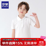 罗蒙男童短袖polo衫校园服饰春夏新款T恤女童班服 白色短袖POLO衫 140