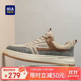 海澜之家（HLA）男鞋秋冬时尚复古百搭拼接休闲板鞋子男款HAABXM3ACa0412 沙色40