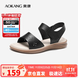 奥康（Aokang）妈妈鞋凉鞋夏季百搭舒适软底女凉鞋平底女鞋1224821023黑39码