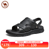 骆驼男士凉鞋真牛皮防滑耐磨沙滩鞋外穿休闲拖鞋 P15M211017A 黑色 39