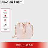 CHARLES&KEITH绗缝菱格链条水桶包双肩包包女包女友生日礼物CK2-10701506 Light Pink浅粉色 M