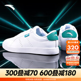 安踏男鞋子小白鞋秋季透气低帮板鞋新款防滑耐磨男士休闲滑板鞋 白绿-2 42