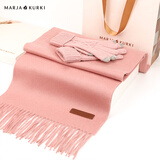 玛丽亚·古琦（MARJA KURKI）新年礼物妈妈冬季粉色保暖纯羊绒围巾女均码触屏羊毛手套礼盒套装