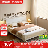 全友家居现代简约高箱储物收纳床主卧1.8米x2米双人大床家具政府补贴 【暖白色 | 高脚】床+65床垫+床头柜G*2 1.5x2米【爆款+性价比超高】