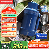摩飞电器（Morphyrichards）电热水壶 便携式烧水壶 家用户外旅行1L大容量双层304不锈钢保温防烫旅行电水壶电热水杯MR6061蓝