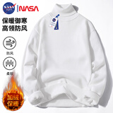 NASA GISS高领毛衣男秋冬加绒保暖针织衫男士毛线衣 高领白色加绒 XL 