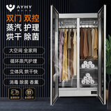 AYHY 家用智能双开门镜面蒸汽衣物护理机衣柜式烘干机暖风干衣机衣服除味塑形紫外线负离子杀菌消毒 新立体风-静夜黑-【蒸汽护理+烘干除菌】- 810L 双开门款
