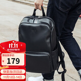 高尔夫（GOLF）双肩包男士软皮商务休闲背包大容量学生书包电脑出差旅行包 黑色