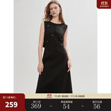 ELLE黑色钉钻高级感连衣裙女2025夏季新款无袖圆领气质优雅背心裙 黑色 M