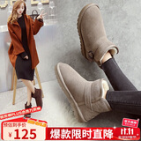 ZHR雪地靴女中筒加绒加厚时尚防滑女靴反绒牛皮平底棉鞋女学生保暖长毛绒短靴女 P29 卡其色（经典款） 37