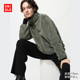 优衣库女装男装长绒摇粒绒拉链茄克/长袖外套夹克冬新款479611 54 绿色 M