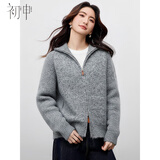 初申秋冬针织开衫女经典拉链保暖纯色百搭厚款针织毛衣外套S54Z106